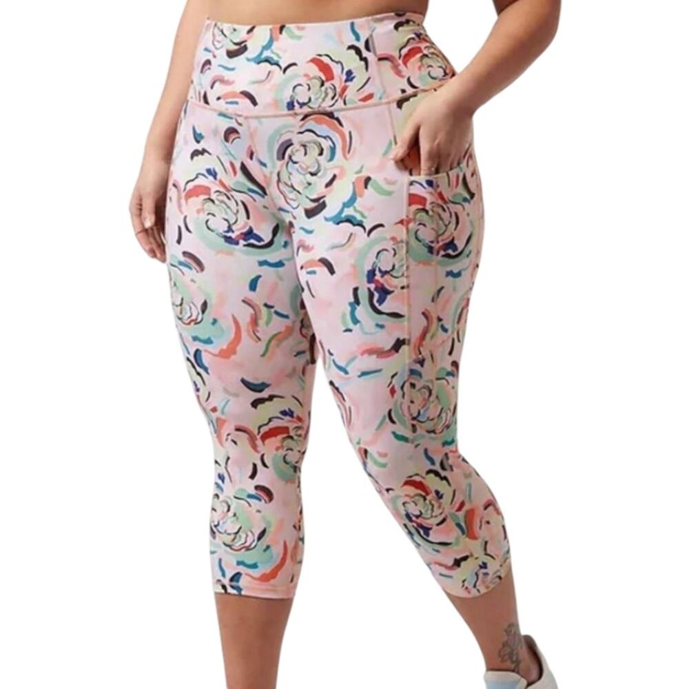 Athleta Women's Ultimate Stash II Capri color Elegance Floral Orchid Plus 3X New